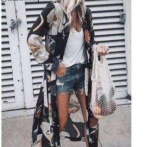 NEW! Boho Floral Long Kimono Cardigan
